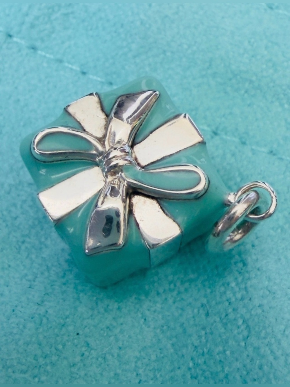Tiffany & Co Silver Blue Enamel
Gift Box Charm Bracelet or Pendant
Present